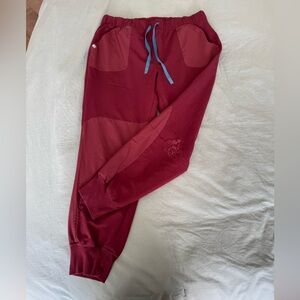 Disney Capsule Collection Burgundy Mickey Mouse Skinny Jogger Scrub Pants
